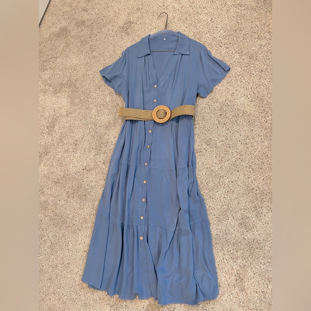 Breezy Blue Belt Dress